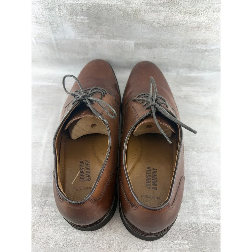 Johnston & Murphy Men Brown Leather Derby Dress Shoes 20-3912 Size 12M
